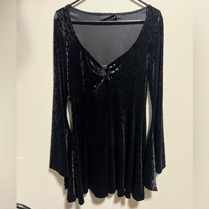 Leopard print long sleeve velvet Killstar’s dress